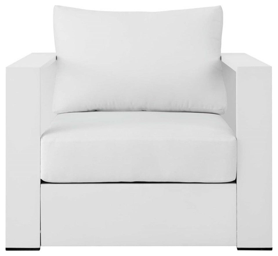 Tahoe Outdoor Patio Powder-Coated Aluminum Armchair, White White