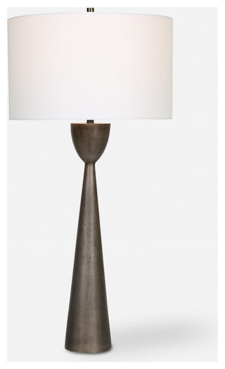 Minimalist Tapered Pyramid Column Aluminum Table Lamp 36 in Metal Geometric