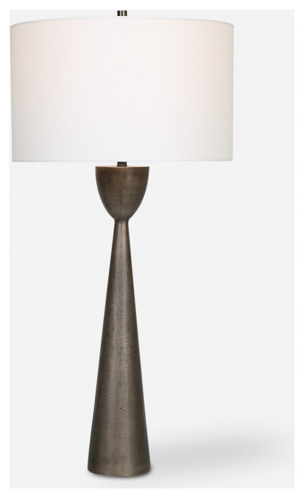 Minimalist Tapered Pyramid Column Aluminum Table Lamp 36 in Metal Geometric