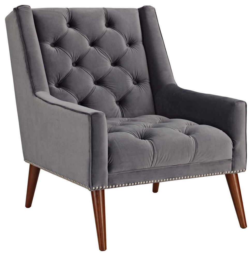 Gray Peruse Velvet Armchair