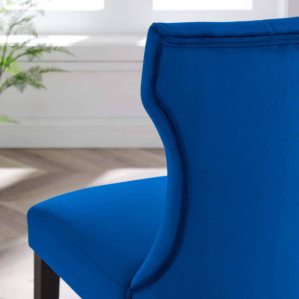 Silhouette Performance Velvet Dining Chairs, Set of 2, Navy