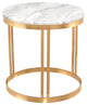 Nicola Round Side Table in White Marble and Brushed Gold Stainless Steel