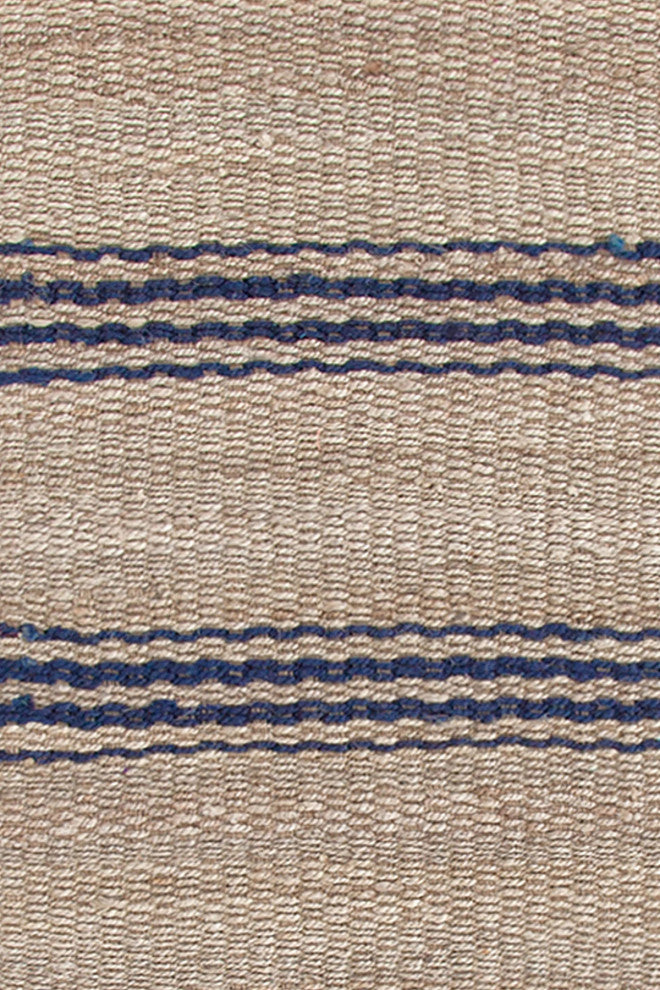 Dash & Albert Jute Ticking Indigo Handwoven Rug, Blue, Runner-2'6" x 8'