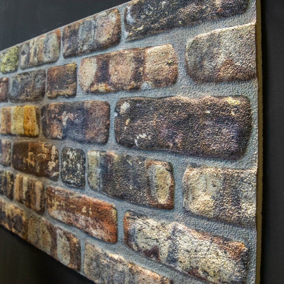 Faux Brick 3D Wall Panels, Multicolored, Set of 10, Covers 54 sq ft