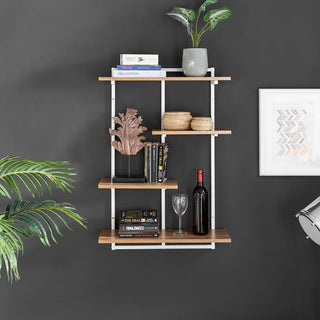 Rhodes 4 Tier Modern Floating Windowsill Shelf With, White/Light Walnut