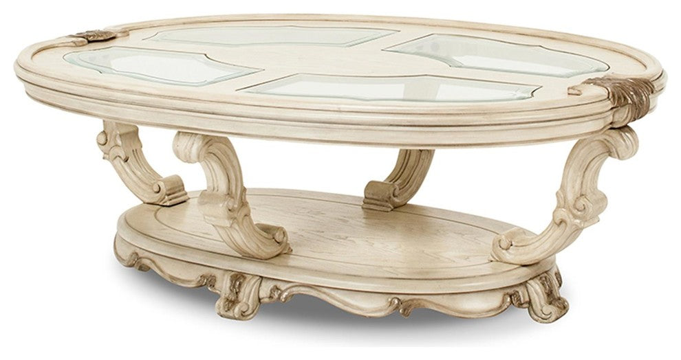 AICO Michael Amini Platine de Royale Oval Cocktail Table