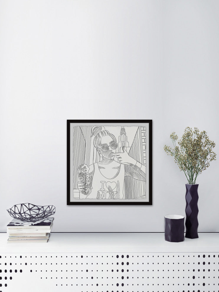 "NY Ice Cream" Framed Painting Print, 32"x32"