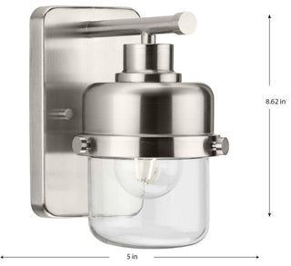 Beckner Collection 1-Light Brushed Nickel Clear Glass Bath Light