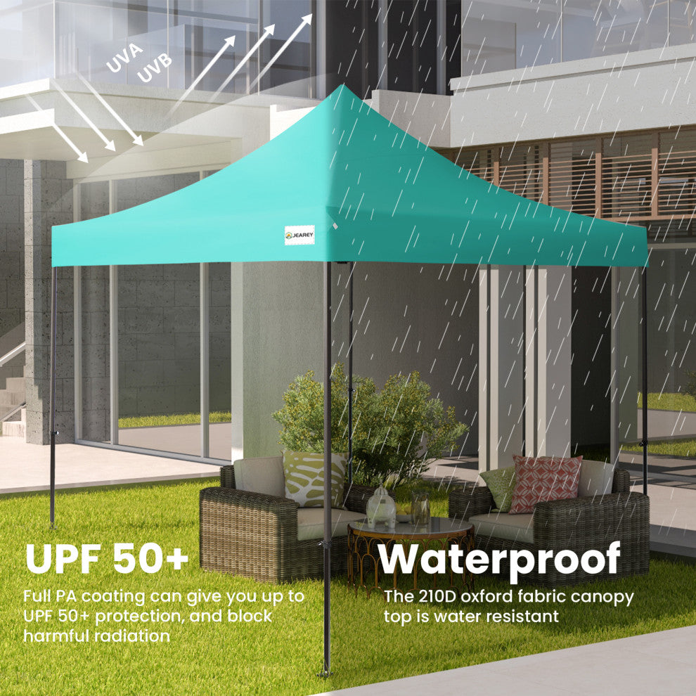 JEAREY Pop Up Canopy Tent, Outdoor Canopy, 4 Sand Bags, Peacock Blue, 10x10ft