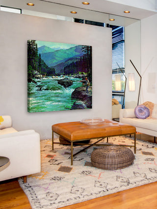 "Fly Fishing" Painting Print on Wrapped Canvas