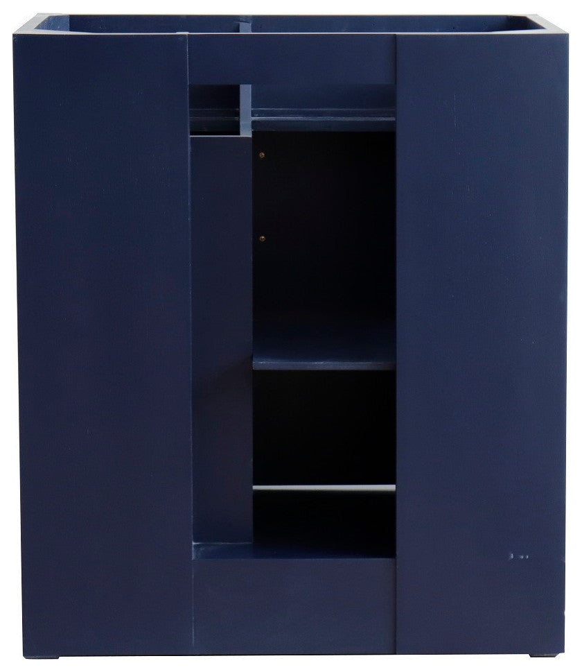 31" Single Sink Vanity, Blue Finish With Gray Granite With Rectangle Sink