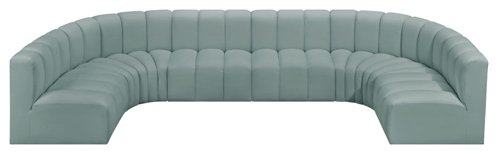 Arc Vegan Leather Upholstered 8-Pc. U-Shaped Modular Sectional, Green