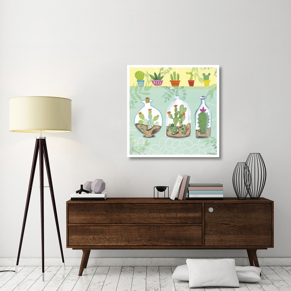 "Cacti Garden I no Birds and Butterflies" Paper Print by Farida Zaman, 38"x38"