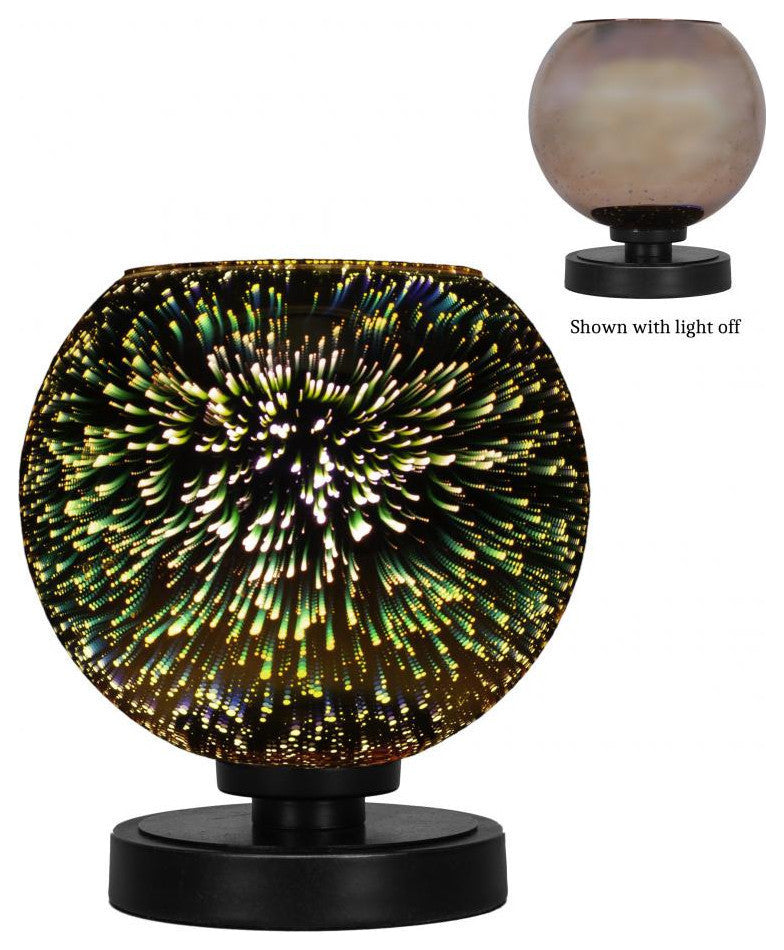 Luna 1-Light Table Lamp, Matte Black/Copper Fire