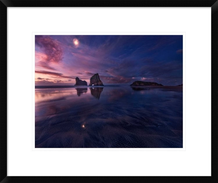"Golden Bay When Night Falls" Framed Digital Print by Yan Zhang, 24x20"