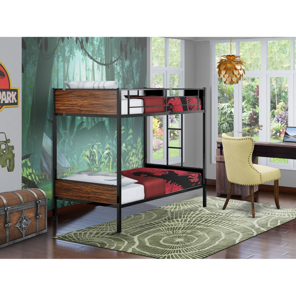 Lynfield Twin Bunk Bed In Powder Coating Black Color