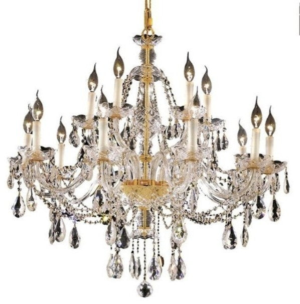 Elegant Alexandria Foyer Hall Light, Gold Finish With Royal Cut Crystal