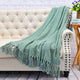 Tweed Knitted Throw Blanket, Silver Blue, 50"x60"