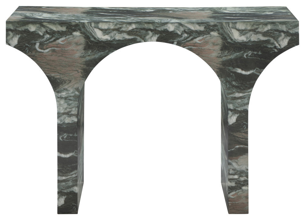 Pomezia Finished Console Table, Green, Marble Finish