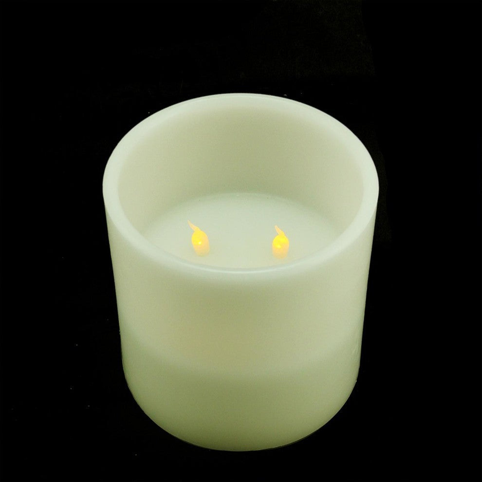 6" Ivory LED Lighted 3-Wick Flickering Wax Christmas Candle