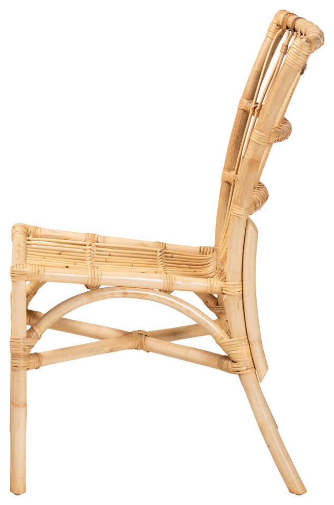 Martine Modern Rattan Dining Chair, Natural Brown