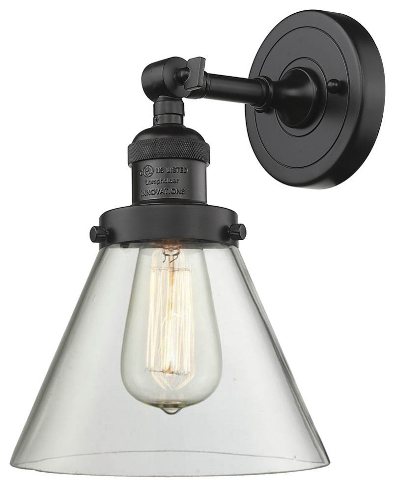 Large Cone 1-Light LED Sconce, Oil Rubbed Bronze, Glass: Clear