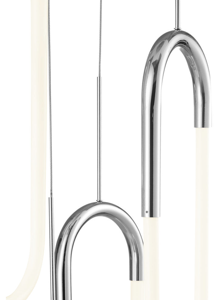 Five Clips Dimmable Integrated LED Chandelier, Chrome, Without Smart Dimmer