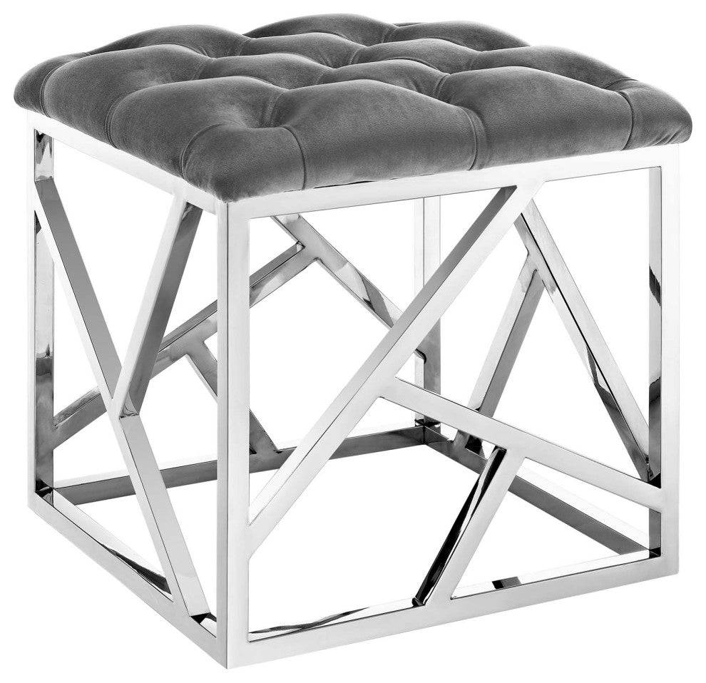 Modway Intersperse Ottoman, Silver Gray