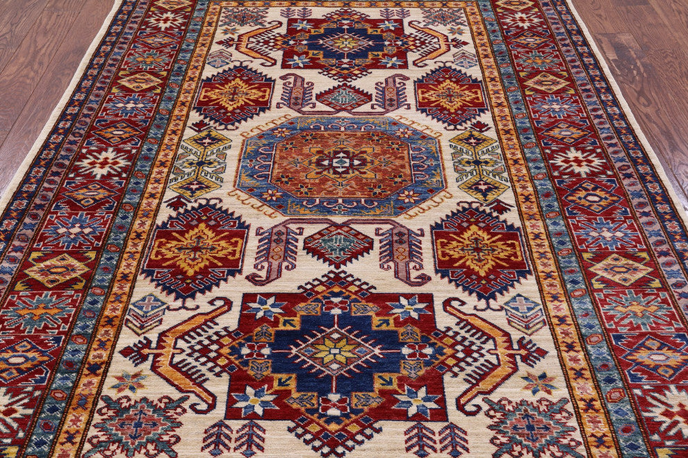 Super Kazak Hand Knotted Wool Rug 5' 5" X 7' 10" Q7506