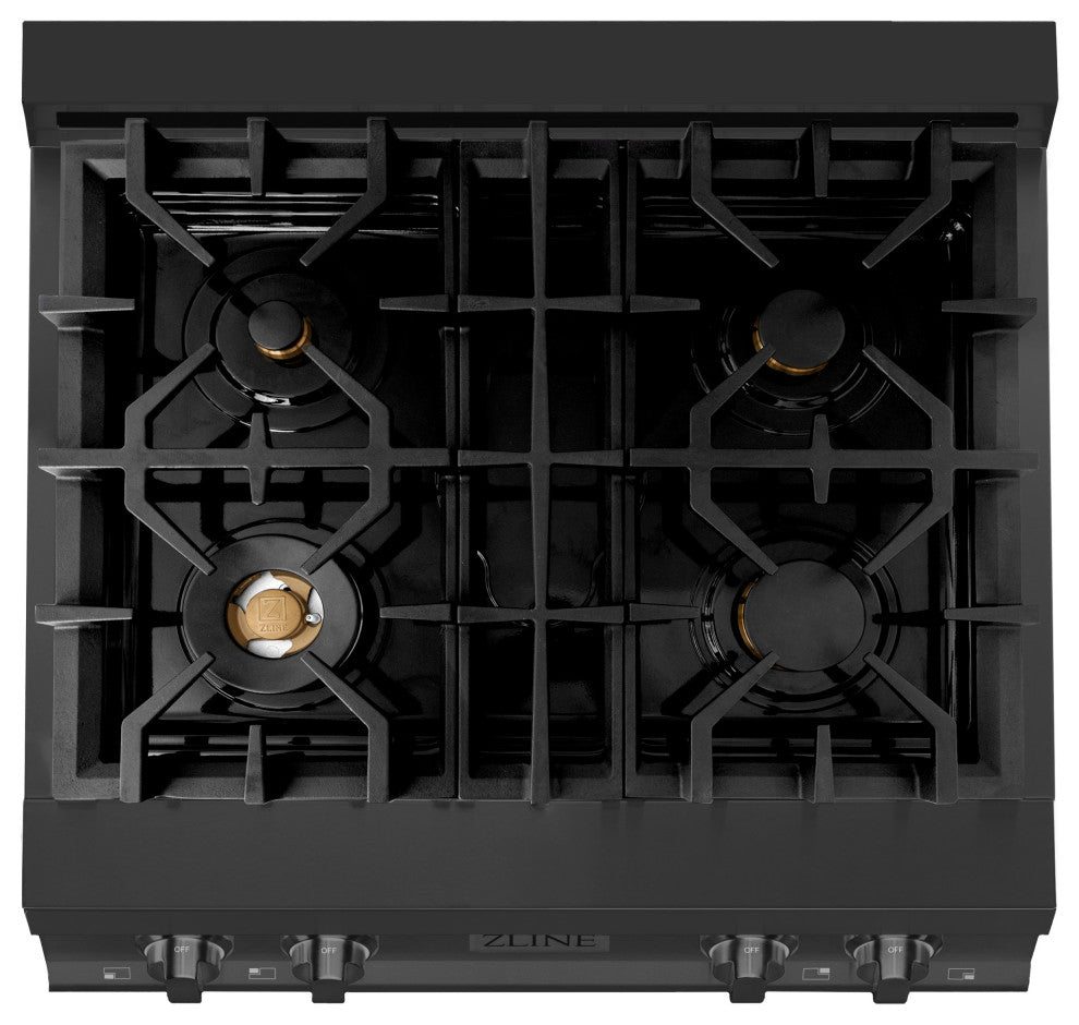 ZLINE 30" Porcelain Gas Stovetop, Black Stainless