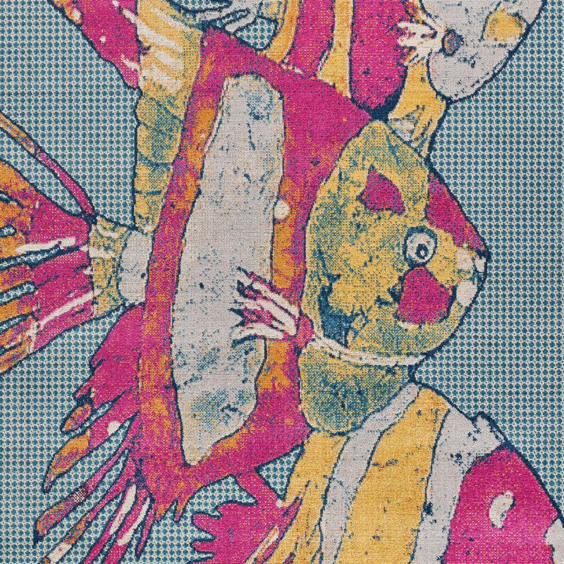 8" x 10" Pink Fish Trio Indoor Outdoor Area Rug