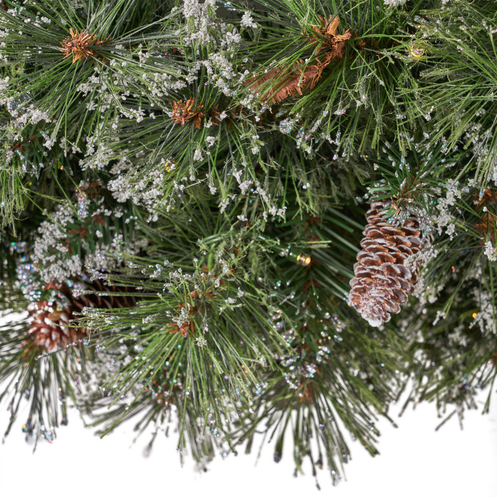 24" Mixed Spruce LED Artificial Christmas Wreath, Green