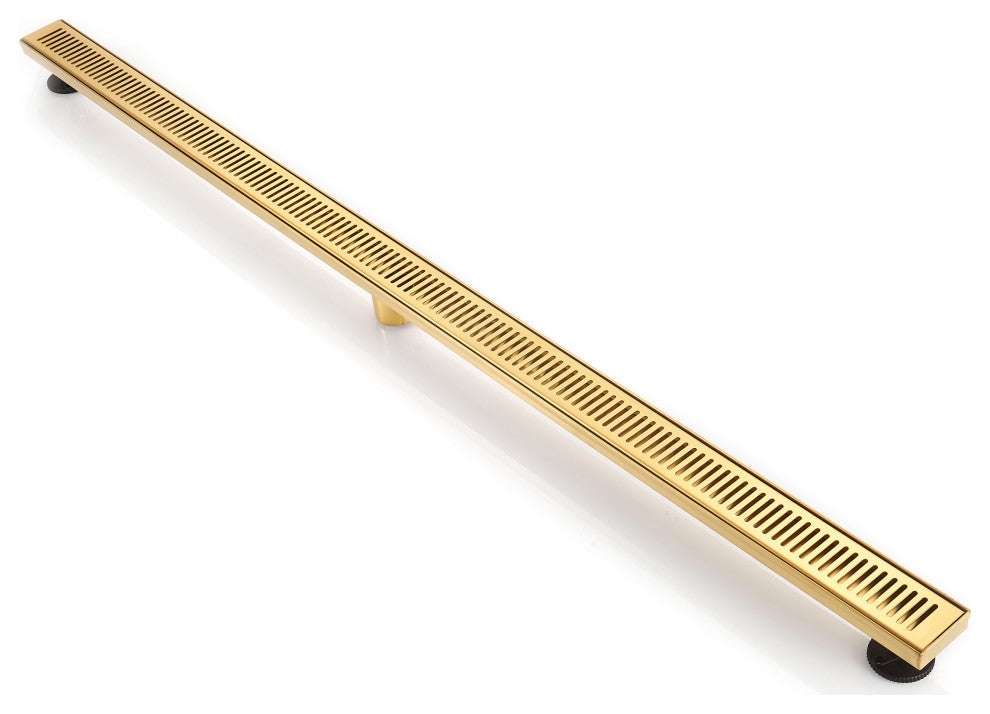 Stainless Steel Rectangular Linear Shower Floor Drain, Gold, 60"