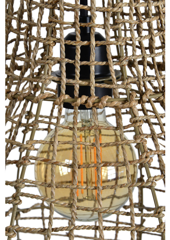 Nahanni Natural Finish Iron Seagrass Mesh Ceiling Light Pendant