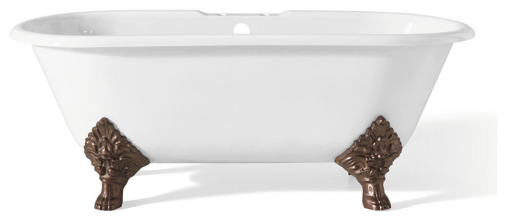 Cheviot Products Carlton Cast Iron Bathtub With Faucet Holes, Antique Bronze