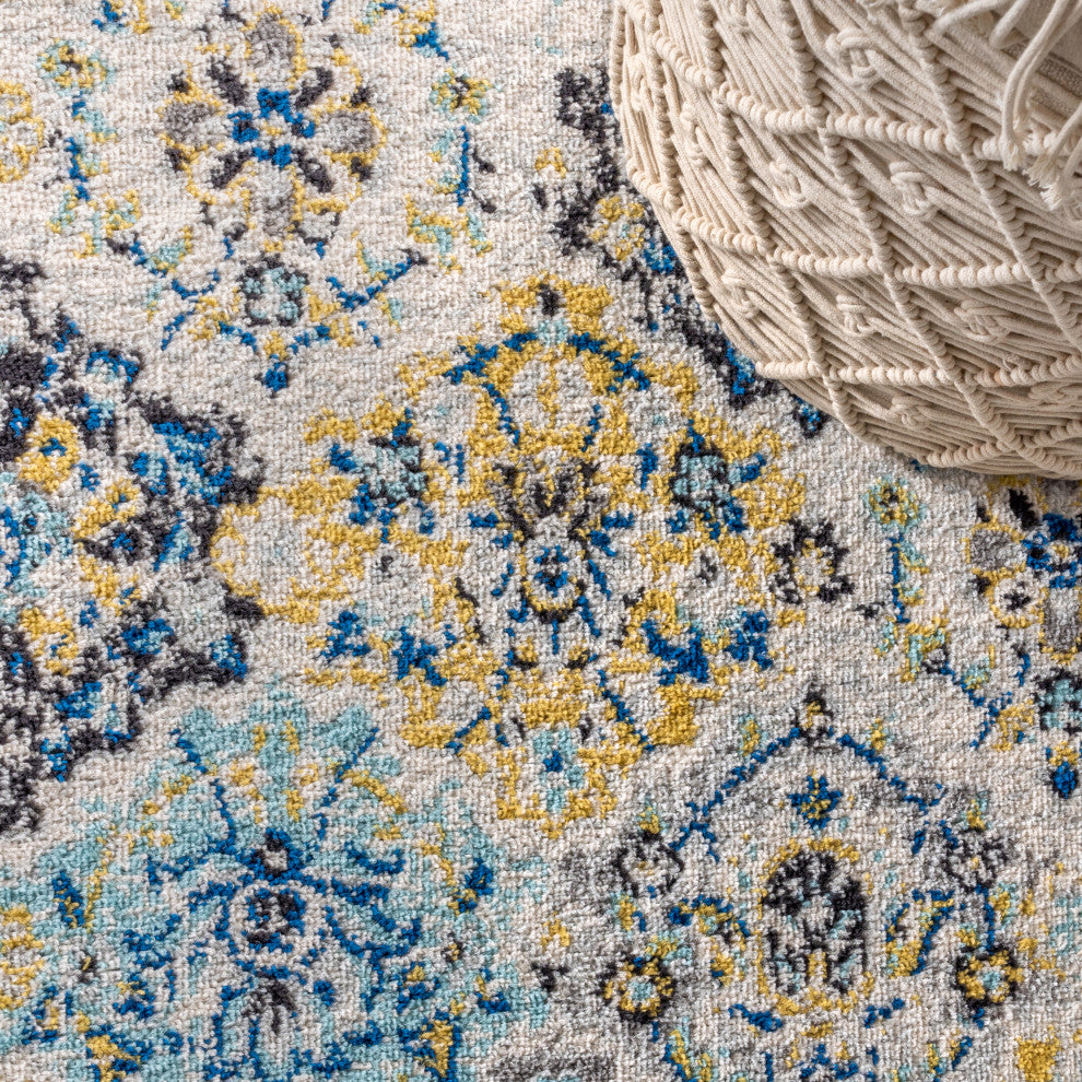 Modern Persian Boho Vintage Trellis Blue/Multi 2' x 8' Runner Rug