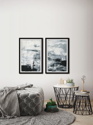 Black and White Smudges II Diptych, 48"x36"