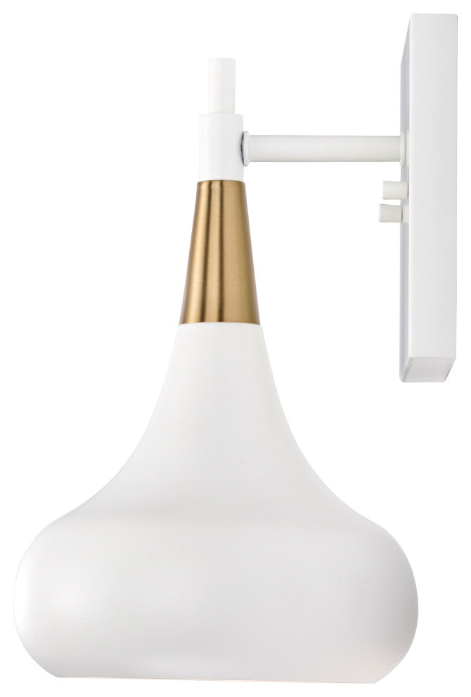 Phoenix 1-Light Wall Sconce, Matte White With Vintage Brass