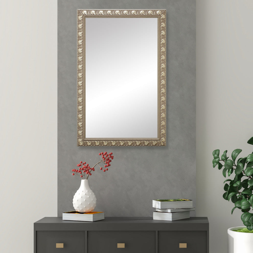 Hillsborough Framed Wall Mirror, Nickel, 26"x32"