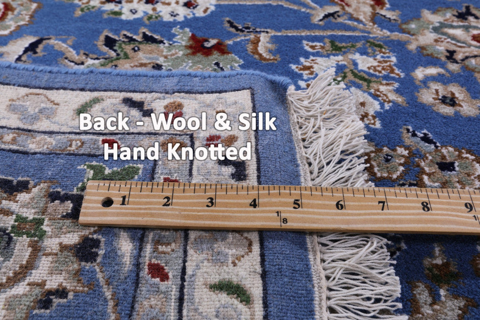 7' 0" X 13' 11" Hand-Knotted Persian Nain Wool & Silk Rug - Q13153