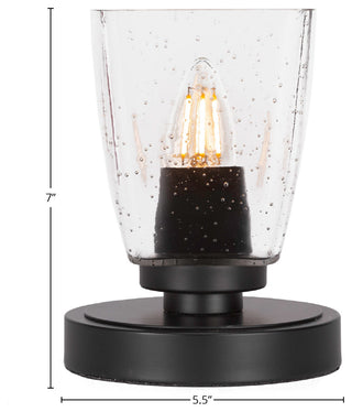 Luna 1-Light Table Lamp, Matte Black/Square Clear Bubble