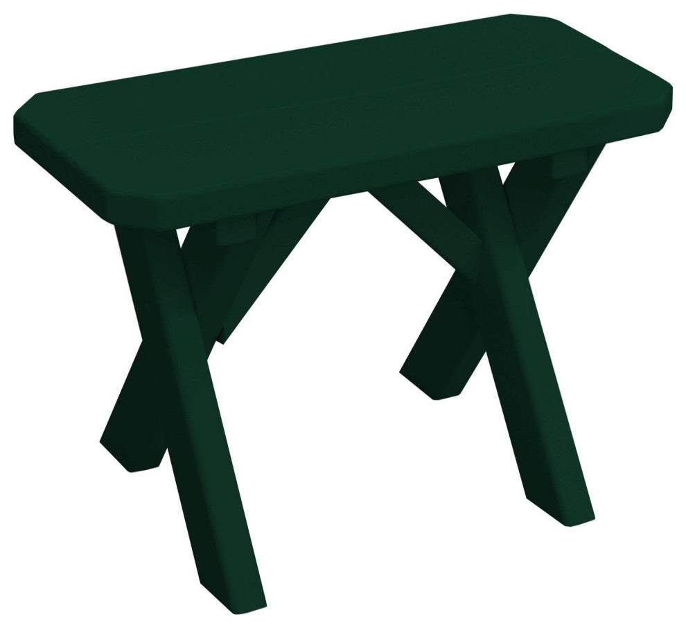 Pine Cross-Leg Bench, Dark Green, 2 Foot
