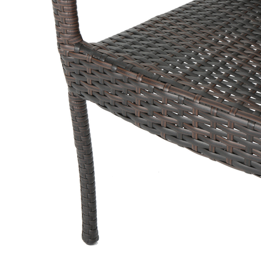GDF Studio 7-Piece Walthham Outdoor Multibrown Wicker Dining Set