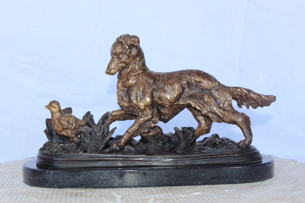 Golden retriever enjoying the outdoors bronze statue -  Size: 16"L x 7"W x 9"H