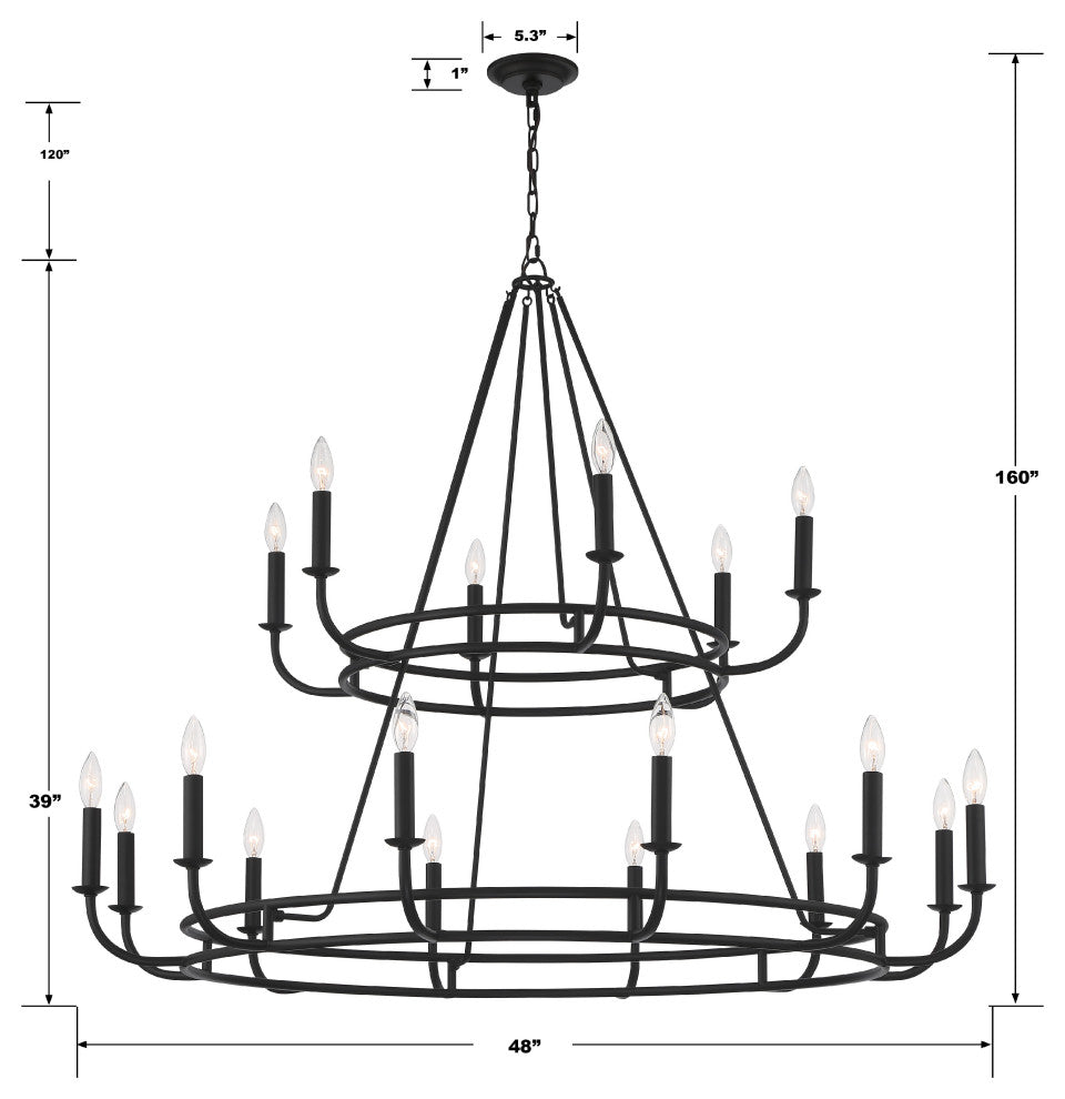 Bailey 18-Light Matte Black Chandelier