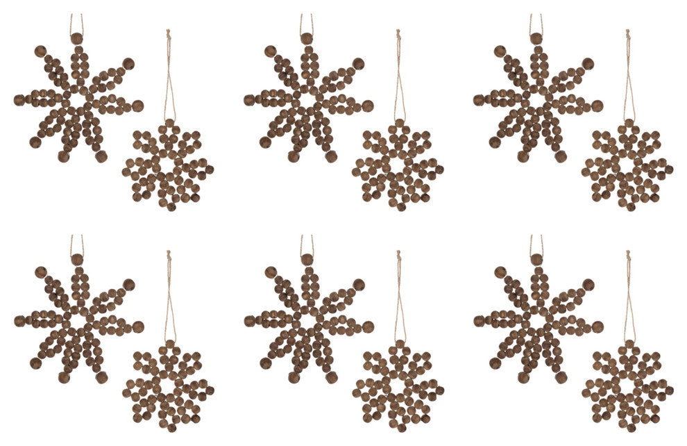 Wood Bead Snowflake Ornament, 12-Piece Set