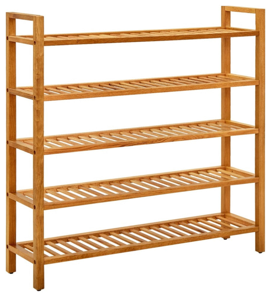 Vidaxl Shoe Rack With 5 Shelves 39.3"x10.6"x39.3" Solid Oak Wood