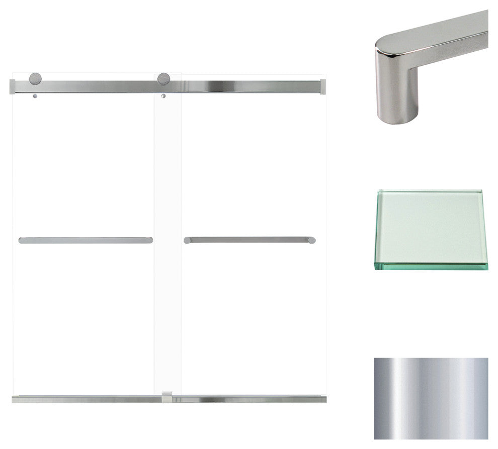 Transolid Brianna 60" W x 62" H Frameless Sliding Shower Door, Polished Chrome