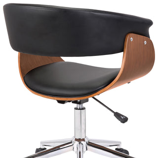 Bellevue Office Chair in Chrome Finish with Black Faux Leather and Walnut Veneer