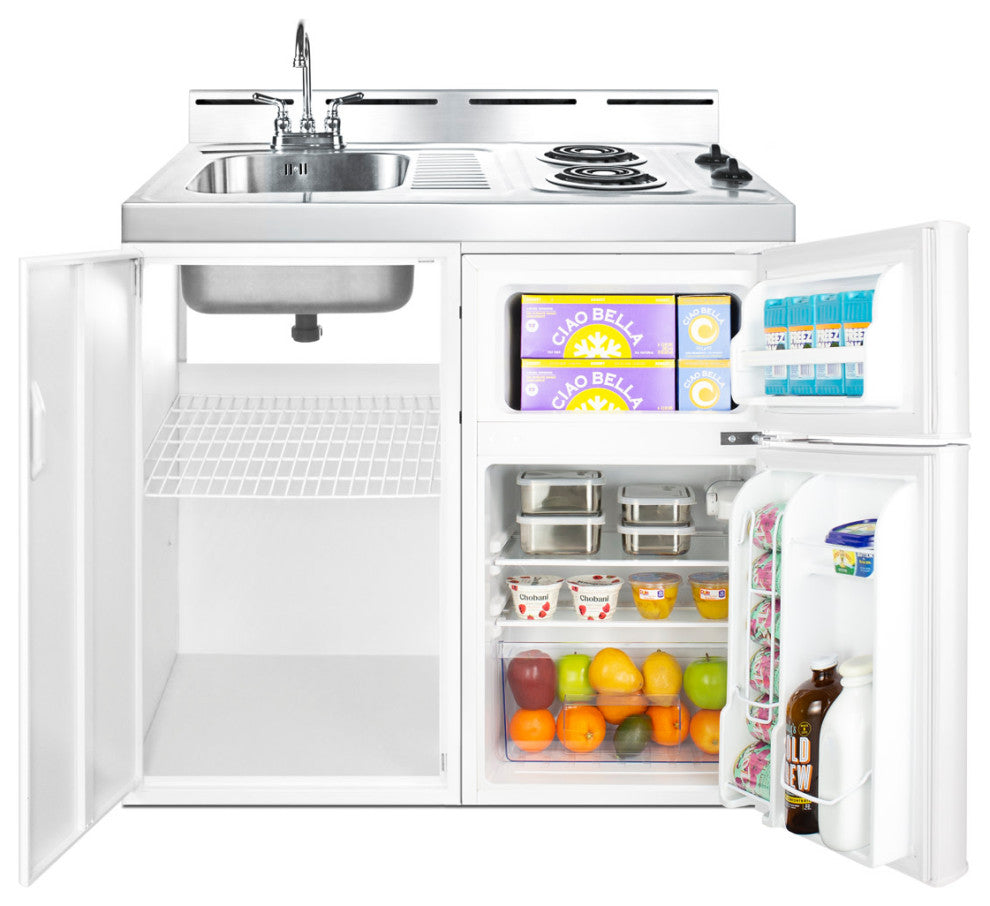 Summit C39EL 39"W All-In-One Kitchenette - White / Stainless Steel